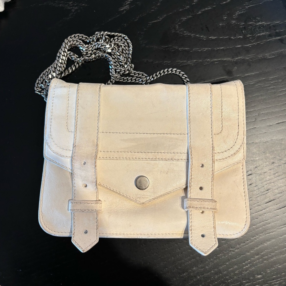 Proenza White Leather Card Holder Crossbody Bag